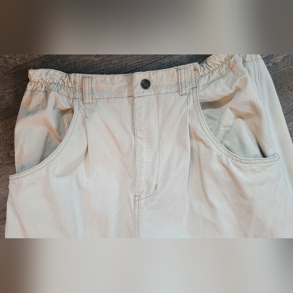 Vintg 80's Pants Women's 16 Khaki High Rise Straight Leg Pleated Elastic Waist - Picture 3 of 14